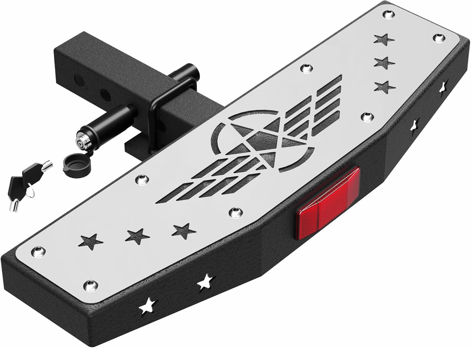 Hitch Step Trailer Hitch Step Fit for 2 Inch Receiver with Pin Lock, Textured Powder Coated, Stainless Steel Panel, 350lbs Maximum Load