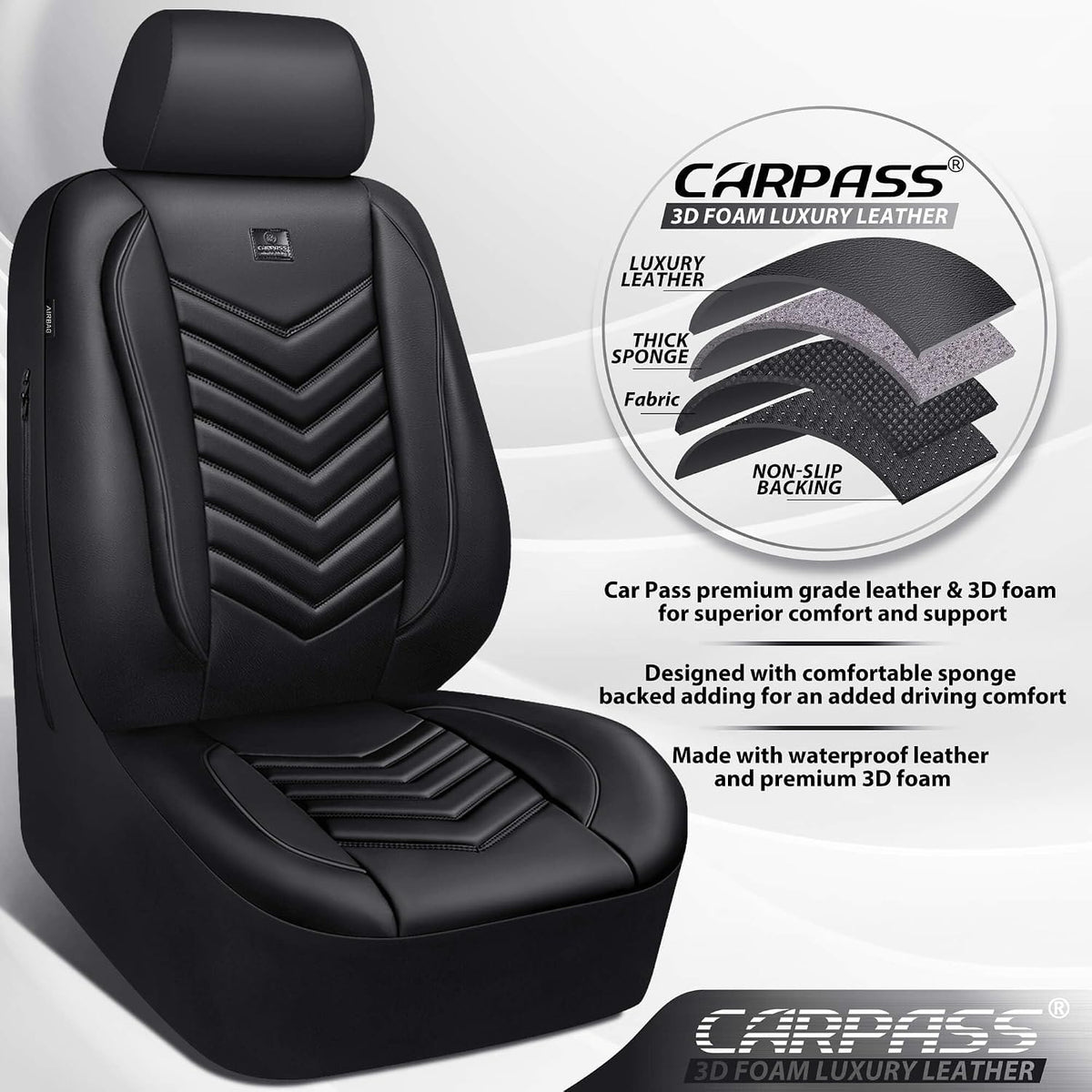 car pass 3d foam faux leather seat covers, package contents