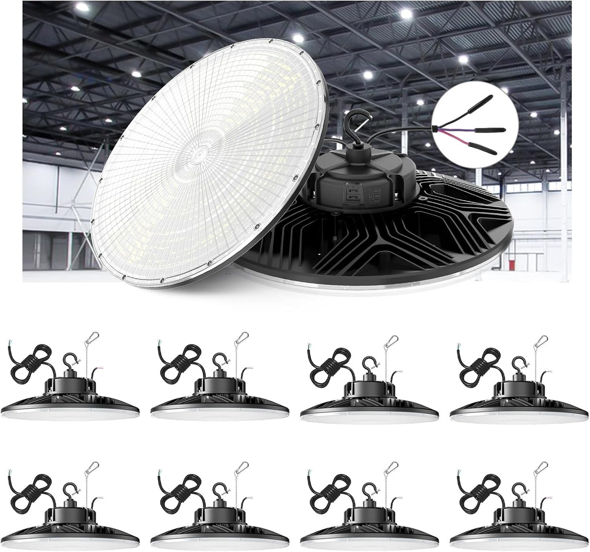 240W/200W/150W UFO LED High Bay Light, UL & DLC Listed 5000K Daylight 33600LM