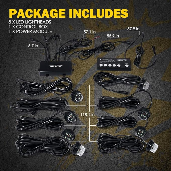 Xprite Amber LED Hideaway Strobe Lights Kit 20 Flashing Patterns w/Control - Image 7