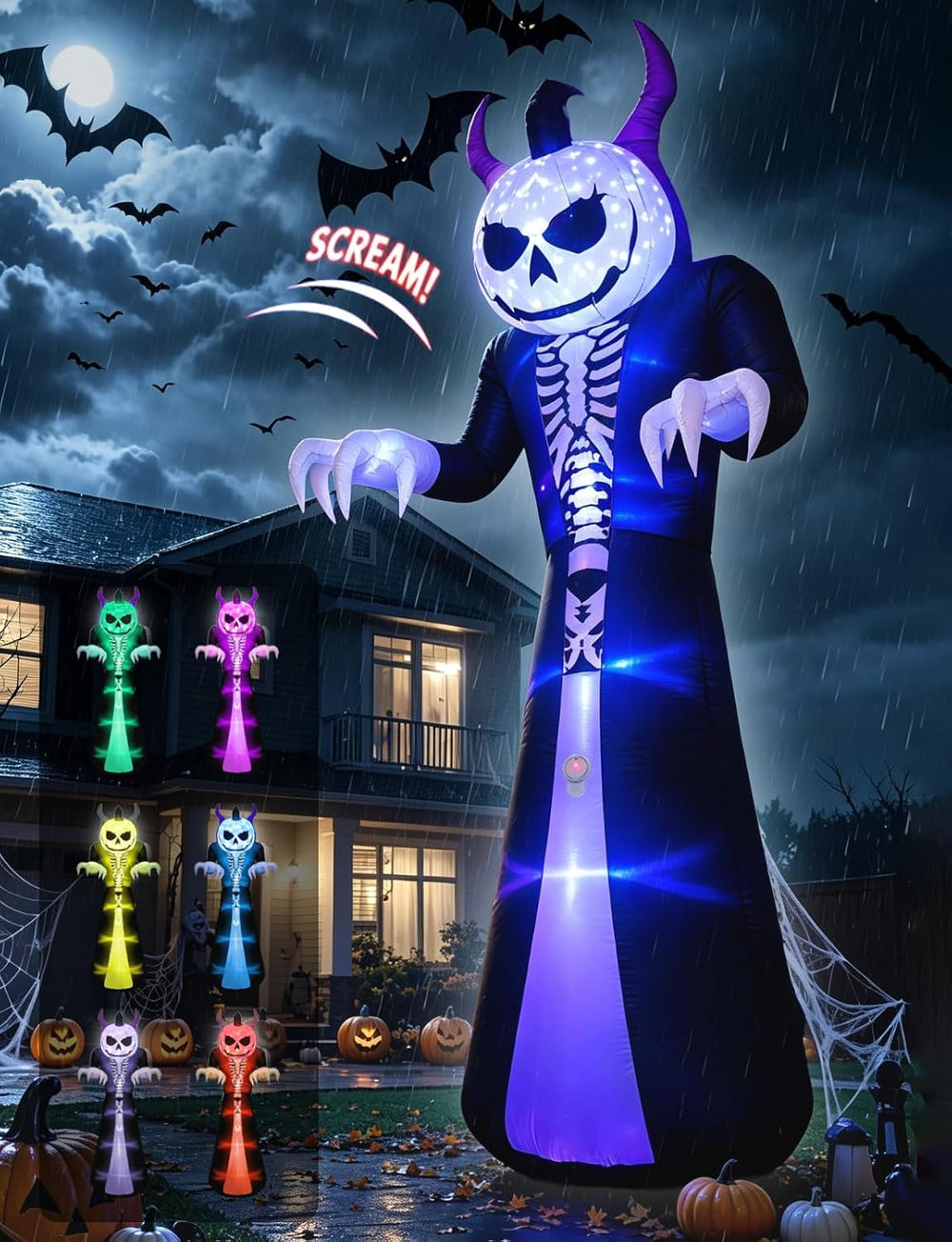 Elegear 10FT Grim Reaper Halloween Inflatable, Motion-Activated Scream