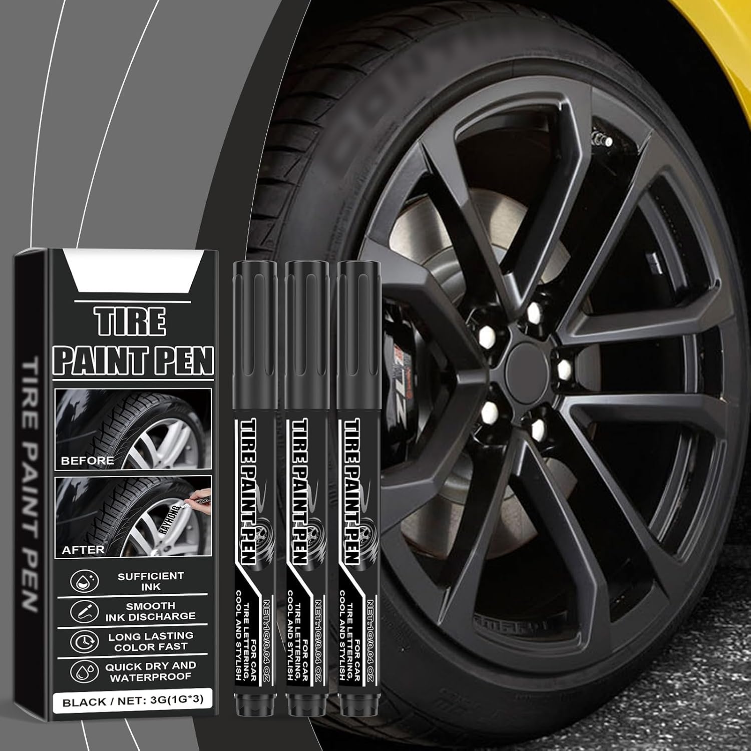 15 Pieces Black Paint Pen Car Tires Paint Pen Water Resistant Quick Drying Tire Marker Pen for Car Tires Scratch Repair