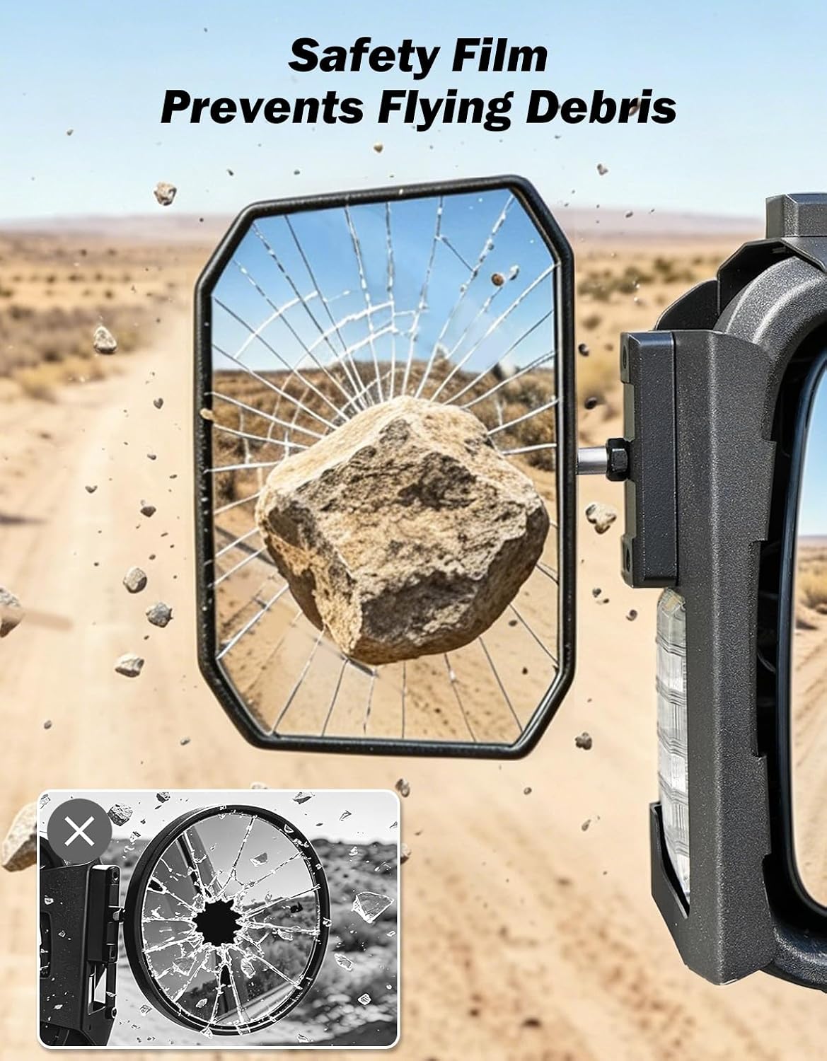 JOYTUTUS Towing Mirror Compatible with Ford F150 2021-2026 | 360° Ball-Joint Convex Mirror, Up to 4 m Visibility, Clip-On Removable Design for Towing