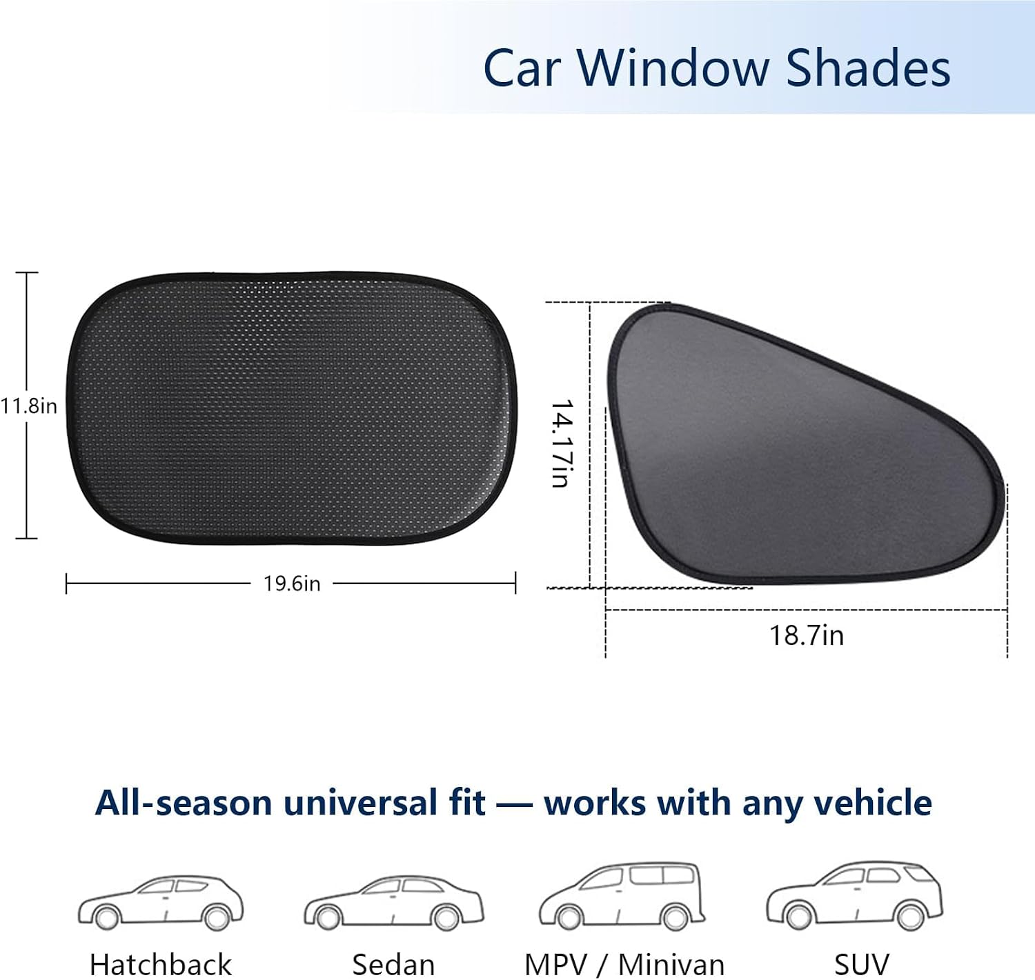 2 Pack Car Window Shades, Mesh Static Adsorption Side Window Sunshade, Anti-UV Glare Heat Protection, Foldable Universal Fit for Cars SUV Van，After