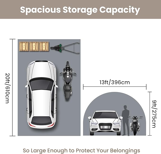 SUNBURY Carport, Round Portable Garage, Outdoor 13x20 ft Heavy Duty Carport - Image 3