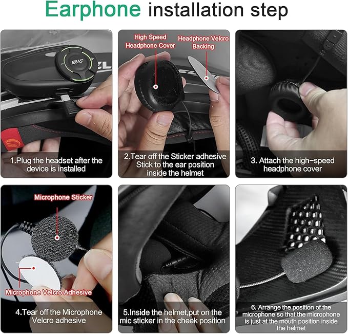 EJEAS Q8 1PC Motorcycle Bluetooth Headset, Upgraded Mesh 3.0 Intercom System - Image 9
