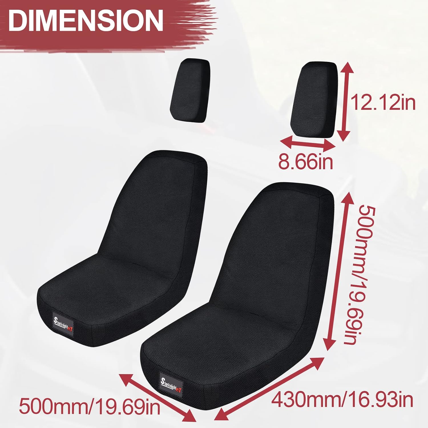 StarknightMT UTV Seat Covers Compatible with Rhino 700 660 450 2004-2021 1680D Oxford Fabric Black Water-Resistant Seat Covers