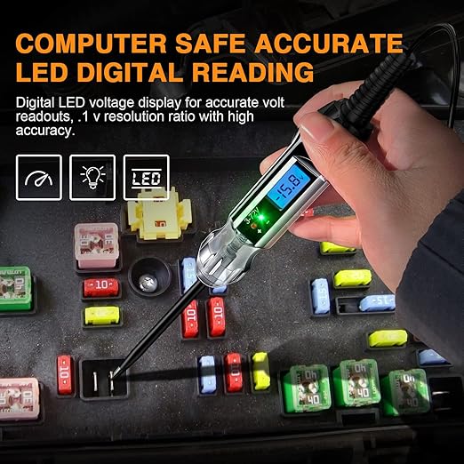 Heavy Duty 3-72V Backlit Digital LCD Circuit Tester, Automotive Test Light - Image 6