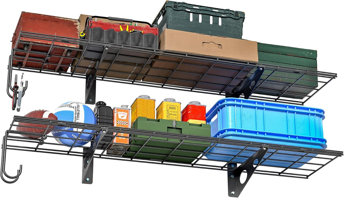 EVERHANGER Garage Wall Shelves, 12 X 48 Inch Wall Mounted Storage Shelves