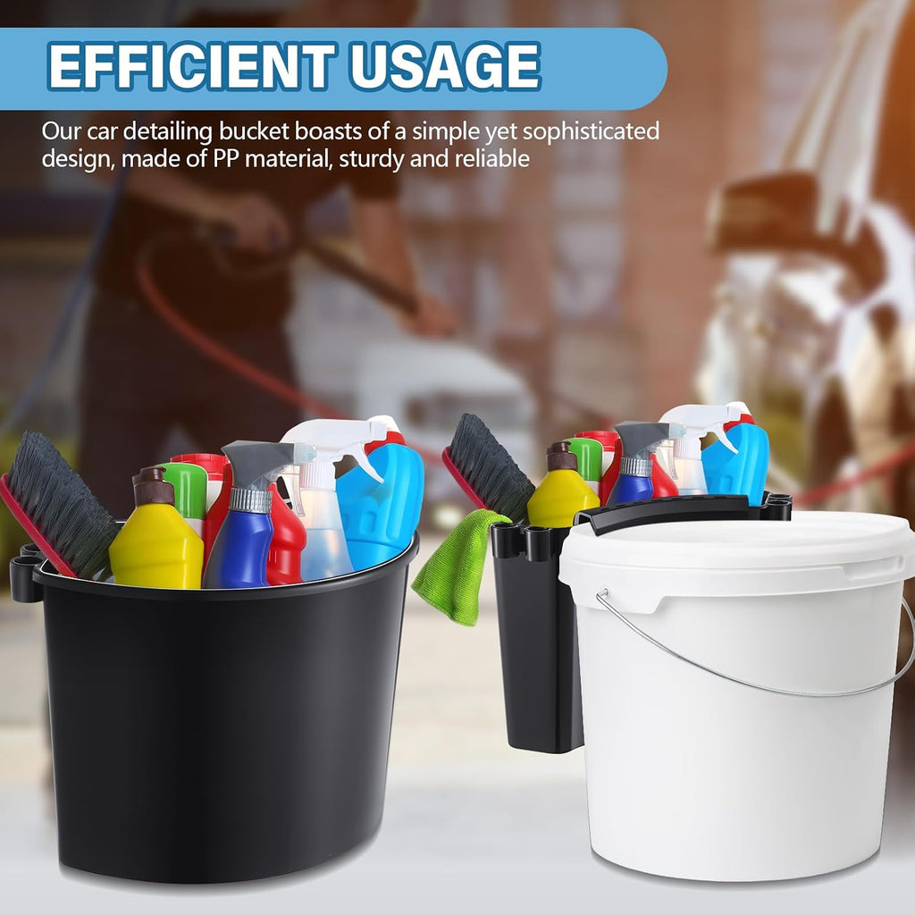 2 Pcs Car Detailing Bucket Organizer 10.2 x 7.8 x 5.5 Inch Car Washing Bucket Caddy Portable Multipurpose Hanging Organizer for Accessories Tool Home Garden Camping (Black)