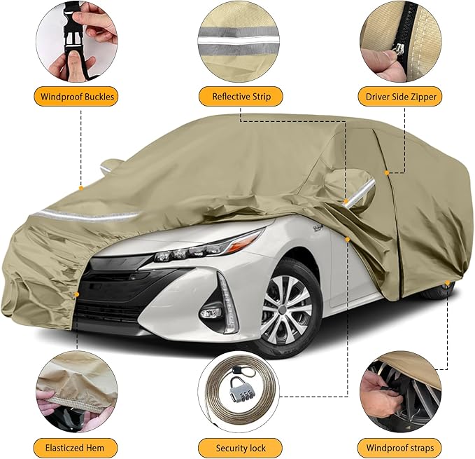 Waterproof Car Covers Replace for 2004-2025 Toyota Prius, Windproof Bands for - Image 2
