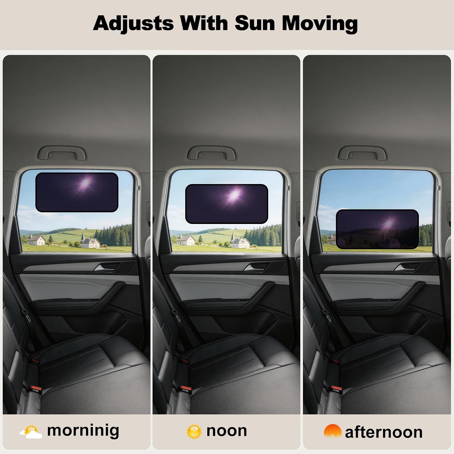 Static Cling Car Window Shade 15.7 × 7 in, 2PCS Sun Glare Blocker | Glare Reduction, Clear Visibility, Stays Firmly in Place, Adjustable Placement, Ideal for Daily Driving