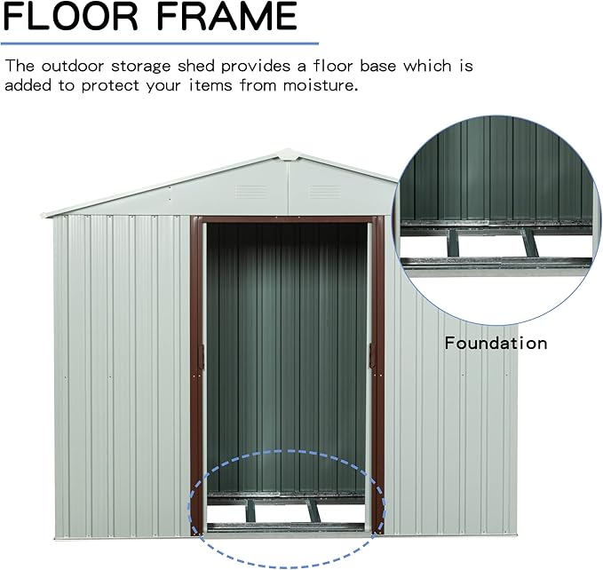 6x5 FT Outdoor Storage Shed, Metal Garden Shed - Image 4