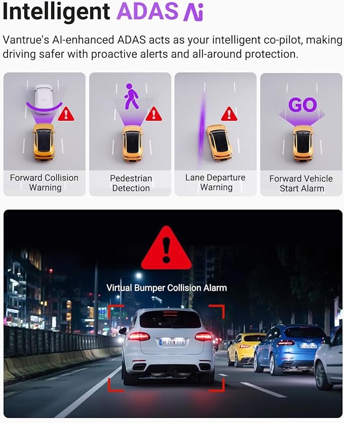 Vantrue S1 Pro 2.7K Front Mini Dash Cam, 2.5K@60FPS, STARVIS 2, Voice Control - Image 6