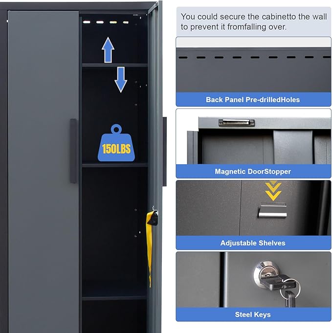 Garage Storage Cabinet System Workshop Set 5Pcs Garage Cabinets and Storage - Image 6