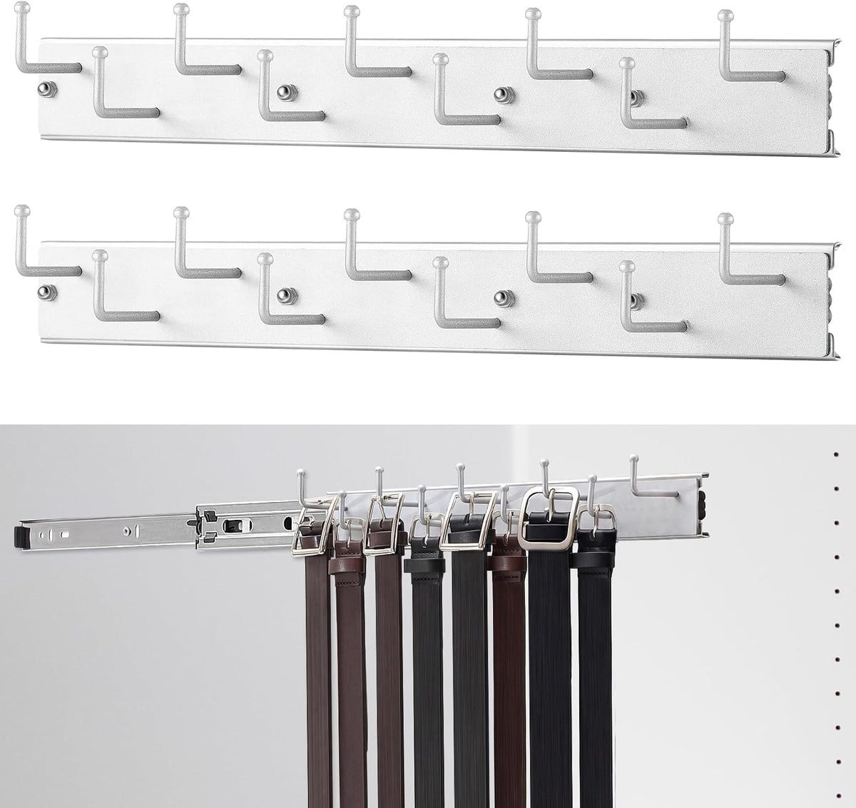 blulu 2 pcs 13.8'' sliding tie rack hangers, main product view
