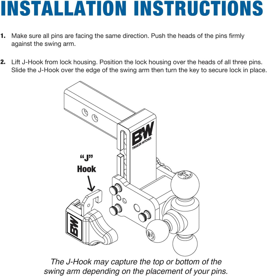 B&W Trailer Hitches Tow & Stow Pin Lock - All-in-One Lock for Adjustment Pins - TS51241