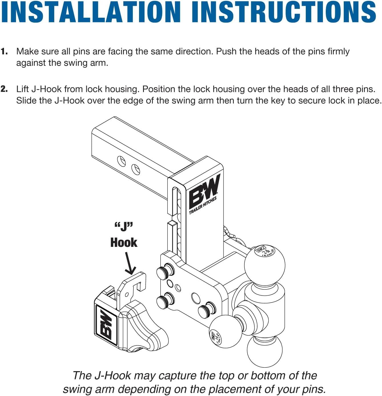 B&W Trailer Hitches Tow & Stow Pin Lock - All-in-One Lock for Adjustment Pins - TS51241