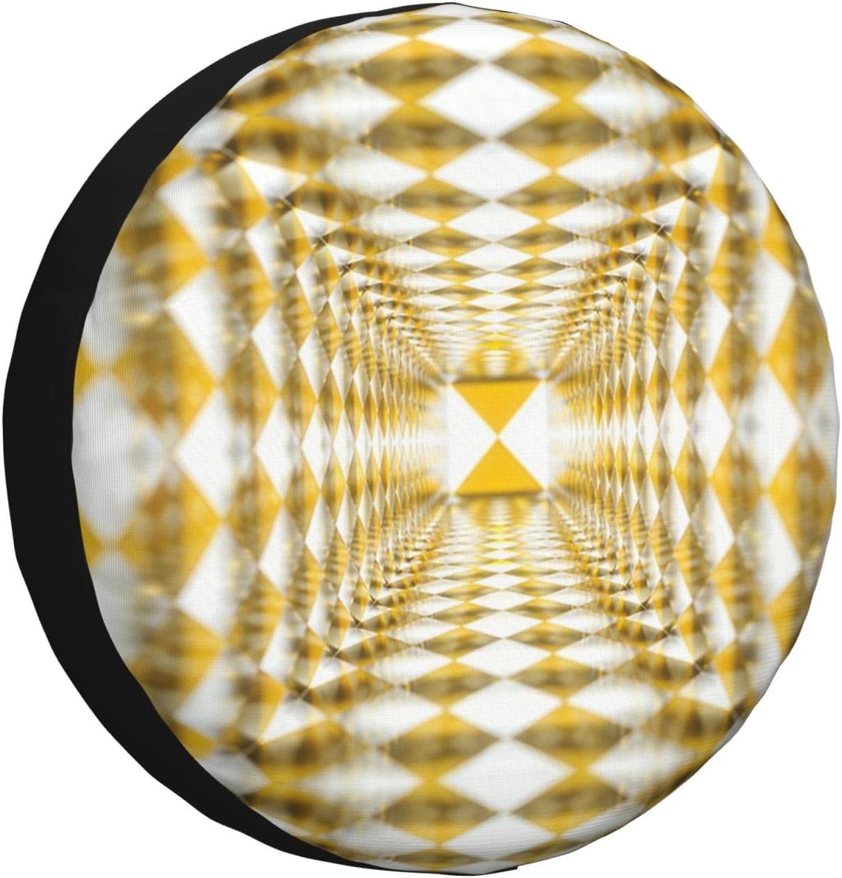 3D Optical Illusion Yellow Grid Print Universal Spare Tire Cover for Jeep | Wheel Protector Fits Rv, Trailer, Jeep, Shield Tires From Sun, Dirt And Rain For Outdoor Storage