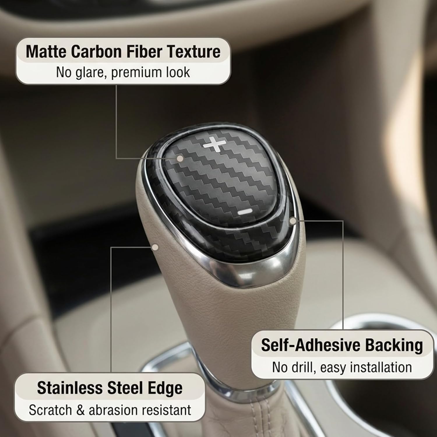 Stainless Steel Car Gear Shift Knob Cover Trim Compatible with Chevy Equinox 2018-2020 / Malibu XL 2016-2020 / Cruze 2017-2019, 2Pcs Shifter Panel Frame Decorative Cover for Car Interior Accessories