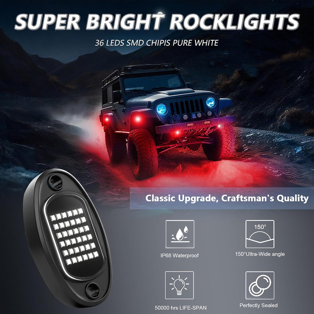 Keenso Underglow LED Lights for Cars, 36-LED Underbody Lights IP68 Water Proof with Aluminum PCB 11-Core Copper Wire for Car Truck ATV UTV SUV (Red)