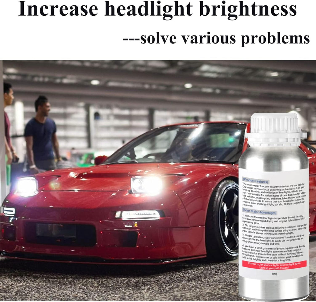 800g Auto Headlight Restoration Liquid, Car Headlight Scratch Restoring Fluid Headlight Repair Polish Cleaner, Headlight Restoration Kit Refill Bottle for Polishing, Restoring Dull Yellow Headlamp