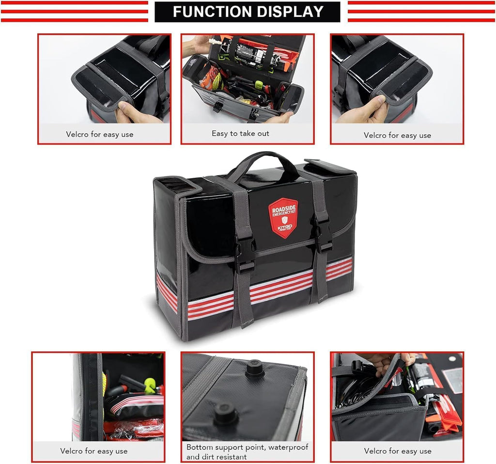 car emergency kit (126 piece)，gift for father women showing dimensions