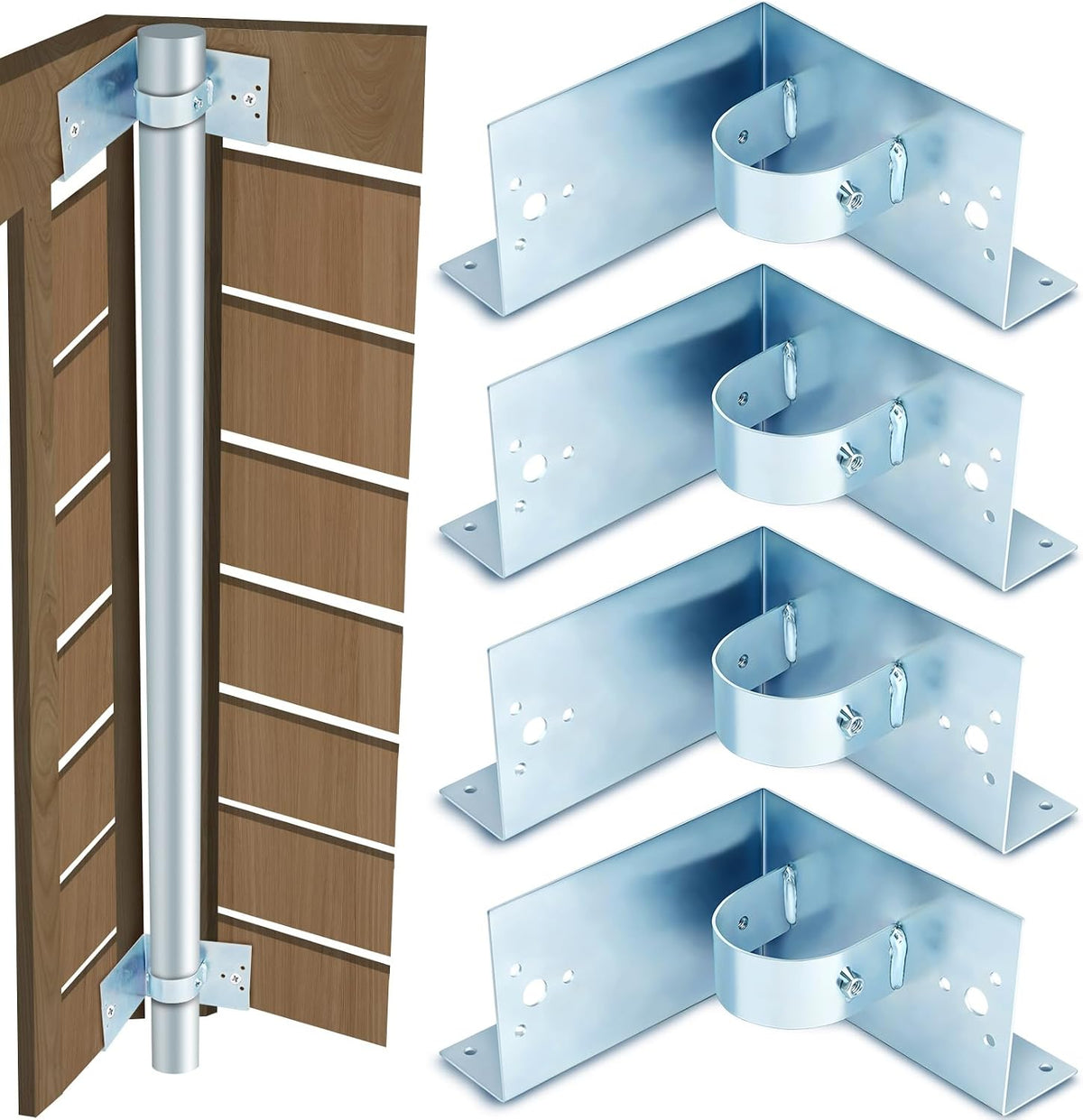 morningro 4 pcs chain link fence post brackets, main product view