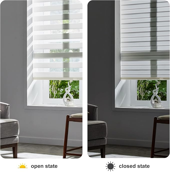 Persilux Cordless Zebra Blinds for Windows Free-Stop Windows Shades Dual Layer - Image 5