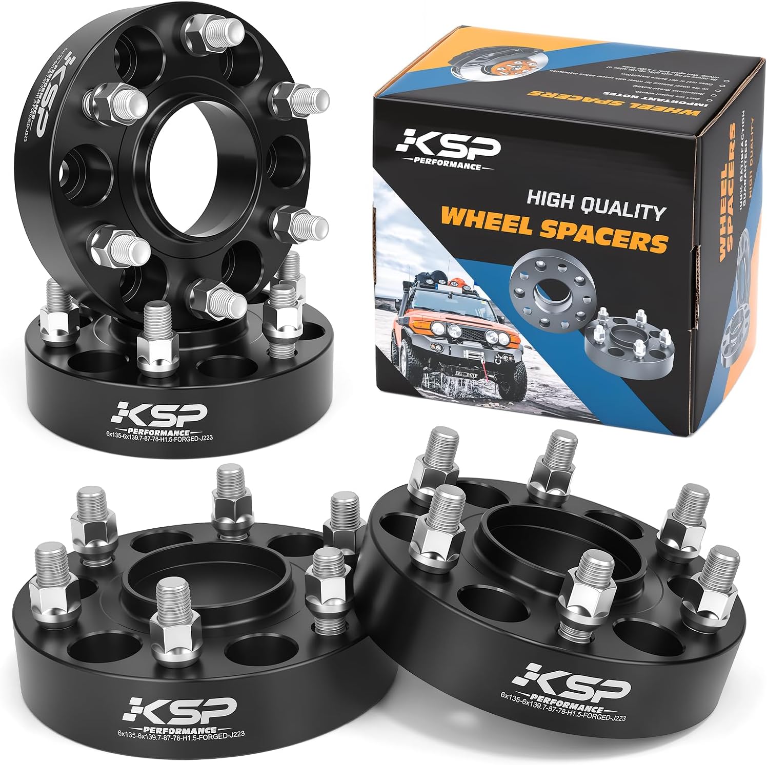 KSP 6X135 to 6x5.5 Conversion Spacer, Change Bolt Pattern Wheel Adapter fit Silverado Ram Wheel Install on F150 Vehicle with 87.1mm Hub Bore, Front and back are widen by 3in (each 1.5")14x1.5 Stud