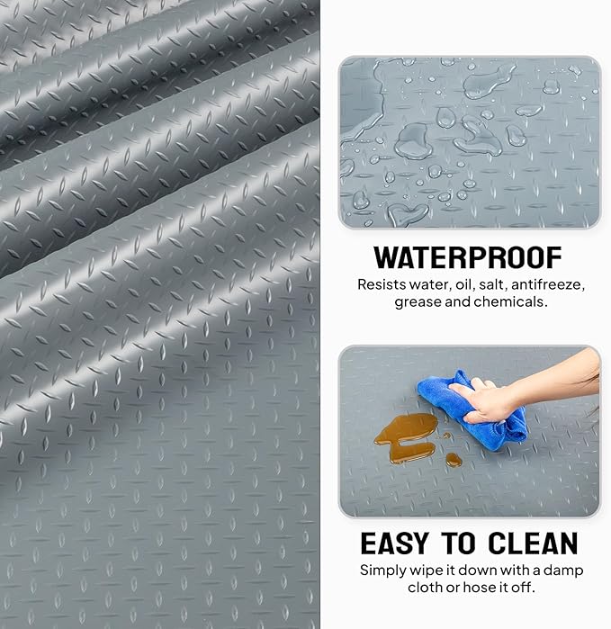 TUFFIOM 7.5x22 FT Garage Floor Mat, Thickened Diamond Plate PVC Garage Mats - Image 2