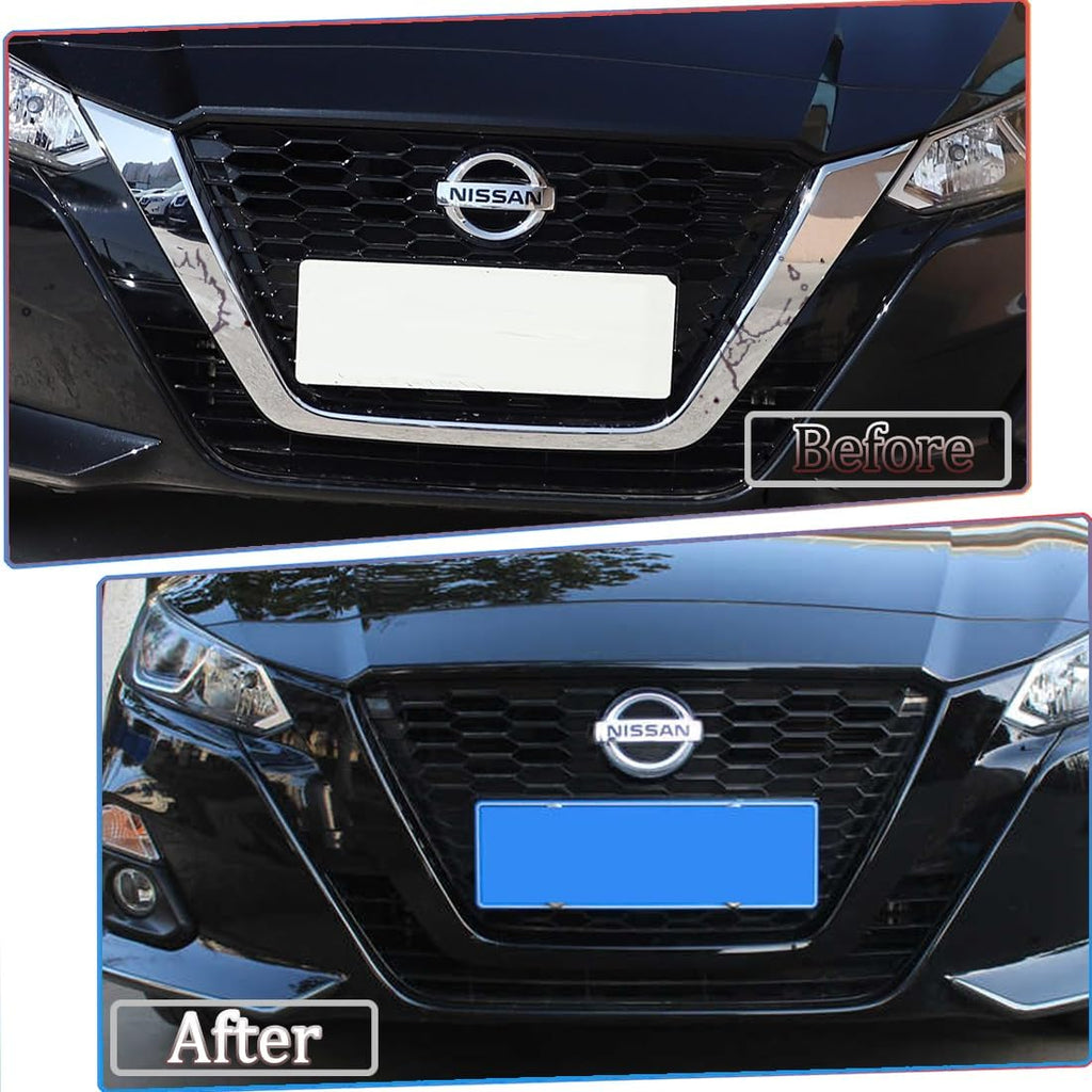 Front Grill Cover Trim,MUXEE For Nissan Altima 2019 2020 2021 2022，3PCS Grille Chrome Delete Vinyl Overlay Trim Accessories -Bright Black