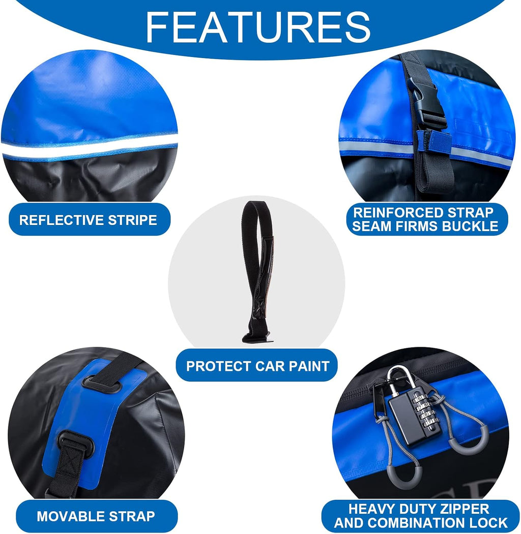 Rooftop Cargo Carrier, 21 Cubic Feet Soft-Shell Waterproof Car Roof Luggage Bag for All Vehicles SUV with/Without Rails, Includes 10 Reinforced Straps + 6 Door Hooks,Storage Bag,Anti-Slip Mat