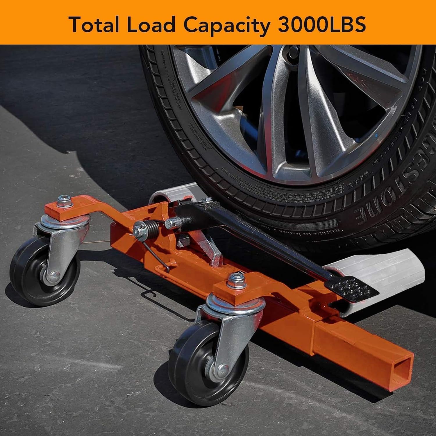 TrailBlaze Heavy Duty Hydraulic Car Wheel Dolly Set – 1500 lbs per Dolly, Vehicle Positioning Tire Jack for Auto Repair, Trucks, RVs, Trailers, Material Handling – 2-Piece Orange