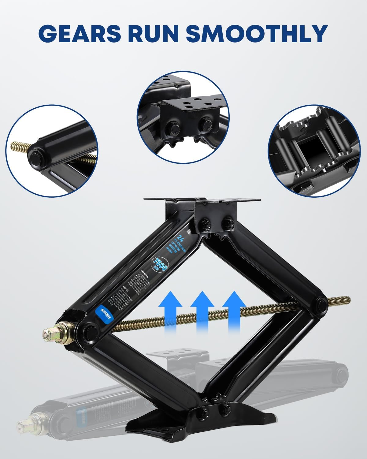 Kohree 7500lbs RV Stabilizer Leveling Scissor Jacks 24" for Travel Trailer Camper, Set of 2, Heavy Duty RV Stabilizer Jacks Kit with Crank Handle and Drill Bit, Black