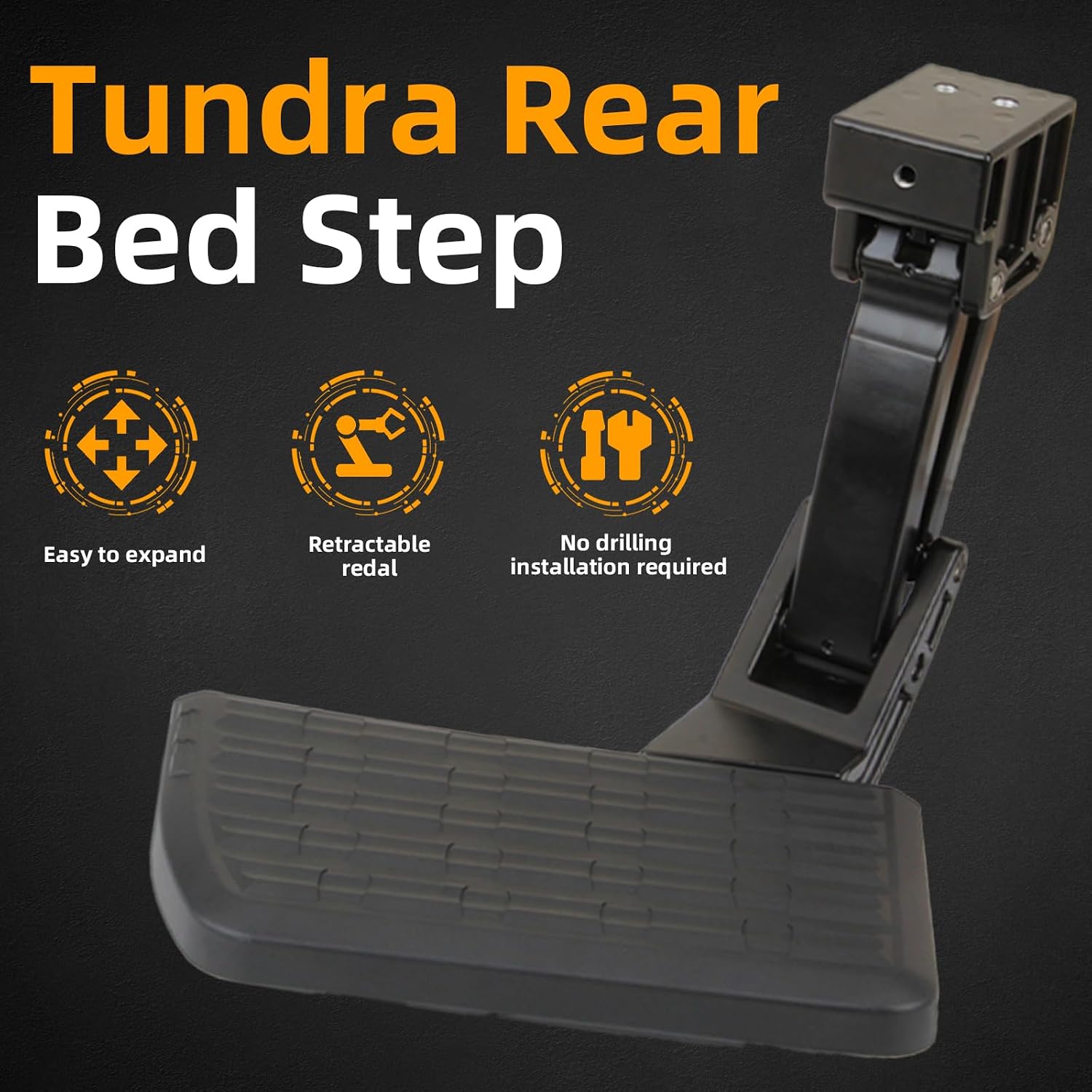 MITZONE Bed Step Compatible with 2009-2019 Dodge Ram 1500 2010-2018 RAM 2500 3500 Excludes Dual Exhaust and Ecodiesel Models, Folding Truck Step Retractable Bumper Tailgate Step