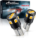 Antline 194 168 2825 W5W T10 194NA LED Bulbs Amber Yellow, Ultra Bright Error Free 9-SMD 2835 Chipsets Replacement for Car Interior Dome Map Door Courtesy License Plate Lights (Pack of 10)