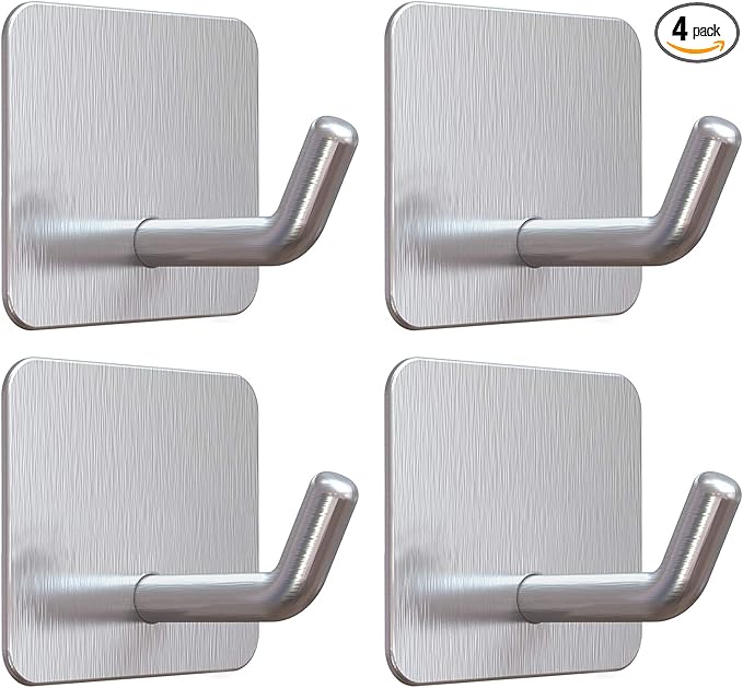 VIS'V Adhesive Hooks, Heavy Duty Shower Wall Stick on Hooks, Waterproof by VISV
