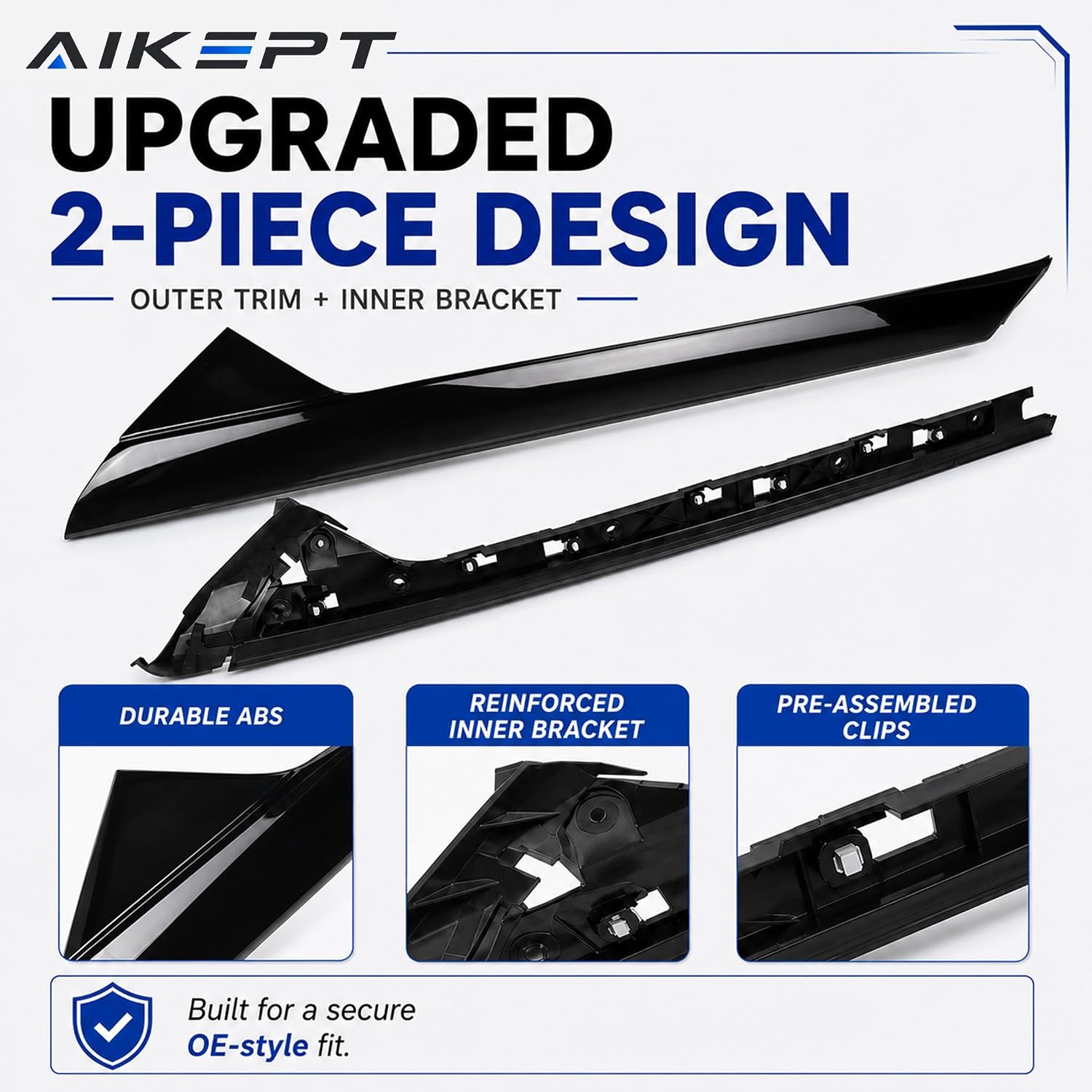 Right Passenger Side Windshield A-Pillar Molding Trim, Outer Cover Compatible with 2011-2019 Ford Explorer, Replaces 926-451 BB5Z-7803136-AA BB5Z7803136BA