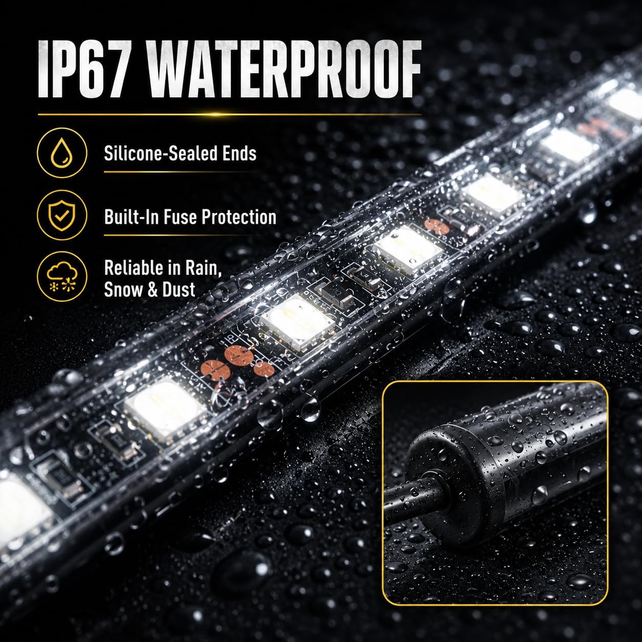 Under Hood LED Light Strip for Truck Car SUV - 15.35" Waterproof Engine Bay Work Light with Auto Pin & Manual On/Off Switch - 6000K Ultra Bright 12V Underhood Repair Lamp