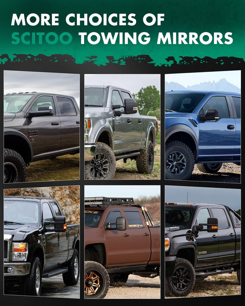 SCITOO Towing Mirrors Fit Chevy GMC Exterior Accessories Mirrors Fit 1999-2007 Chevy/GMC Silverado/Sierra 1500 2500HD 3500HD with Convex Glass Manual Controlling and Telescoping Features
