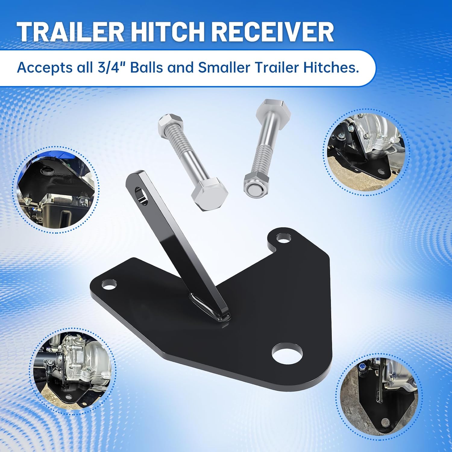 ECOTRIC Trailer Hitch Receiver Ball Mount 3/4" Compatible with 1997-2023 Honda Recon 250 TRX250 ATV Trailer Hitch Heavy Duty