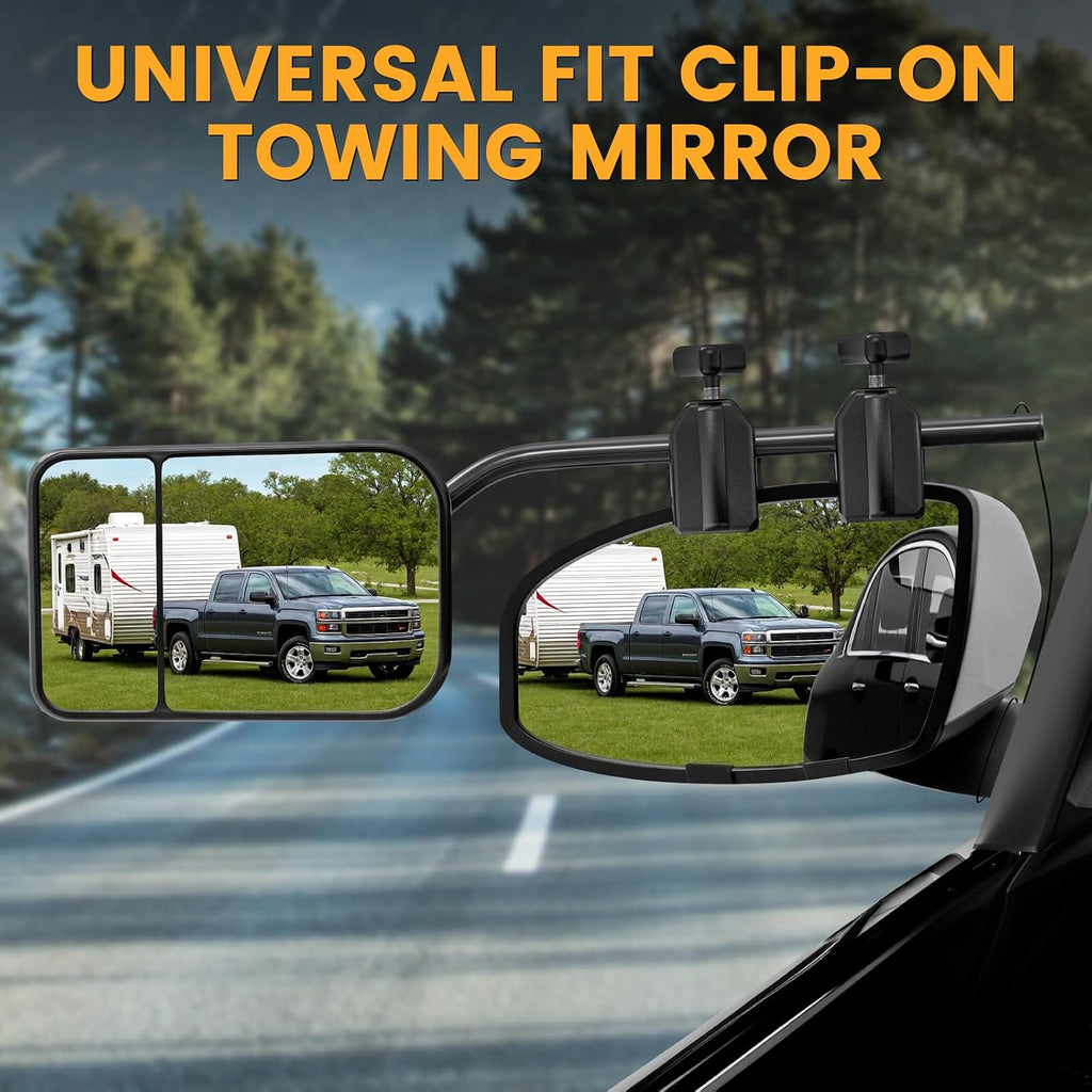 Universal Towing Mirrors Extenders for Towing, Clip-on Towing Mirror Adjustable Convex Rearview Mirrors for Vehicle Car Truck Trailer RV SUV, Side Mirror Extensions for Towing, 2 Pack