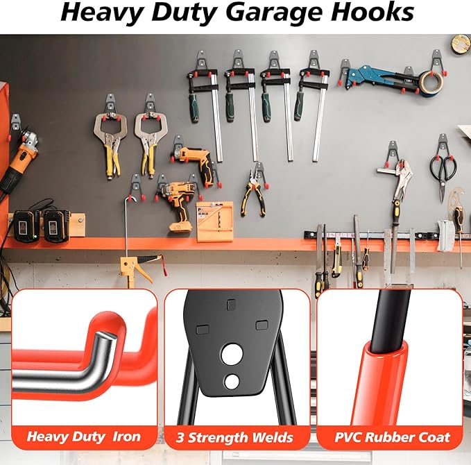 4 Pack 4.5x2.75 inch U Heavy Duty Garage Hooks, Solid Steel Wall Mount Hangers - Image 3