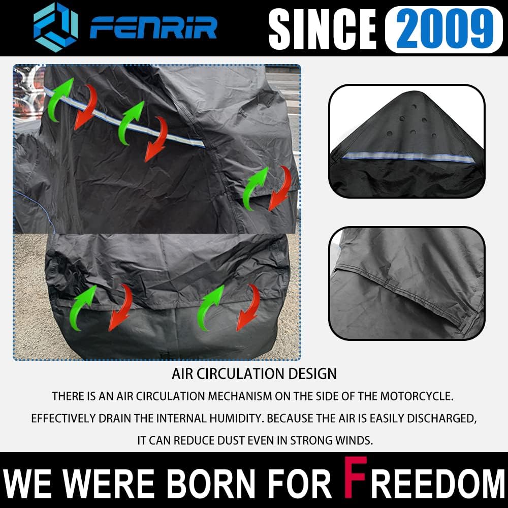 FENRIR 420D 90" INCH Motorcycle Cover Waterproof Outdoor Storage Compatible with BMW R1300GS R1250GS KTM Adventure Honda Africa Twin Nt1100 Yamaha Tracer Suzuki VStrom Kawasaki Versys Triumph Tiger