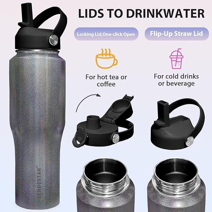 SENDESTAR 40oz Stainless Steel Water Bottle, Double Wall Vacuum Insulated Bottle - Image 4