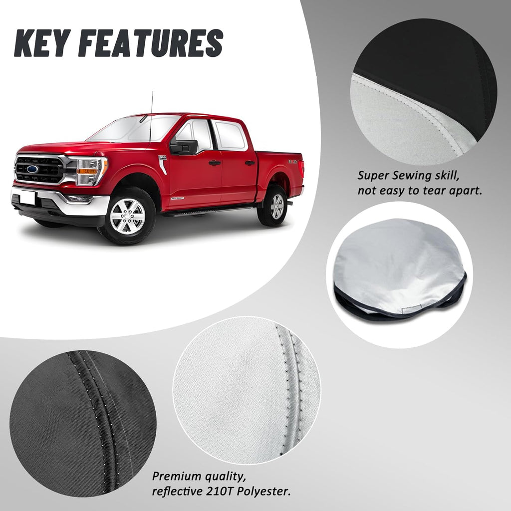 D-Lumina Windshield Sun Shade for Fo-rd F-150 2015-2020 F150 Accessories (Not for 1 Door), Front and Side Window Shades Sun Visor Protector Block UV Ray Heat, Foldable 2 Layers 210T Material Pack of 5