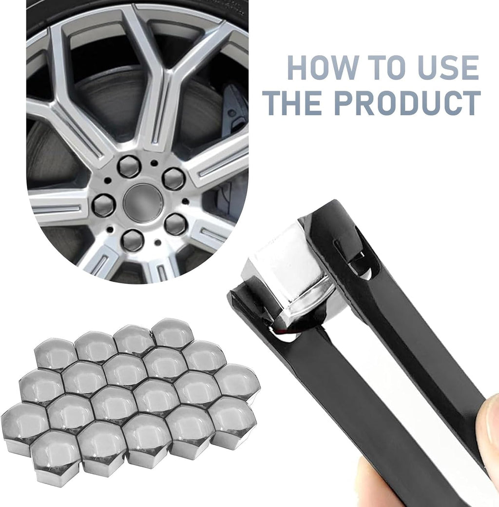 20Pcs Wheel Lug Nut Covers for Lexus RX350 2023-2024 2025, Auto Hub Screw Caps ABS Plastic Rim Protectors Decoration Exterior Accessories,Silver 21mm