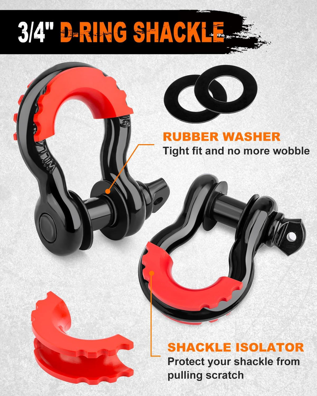 METOWARE Heavy Duty Tow Strap Recovery Kit - 3" x 20ft(35,000lbs) Tree Saver Winch Strap + 3/4" D Ring Shackles(2pcs) + Storage Bag - Truck, SUV, ATV Off Road Towing Strap Kit