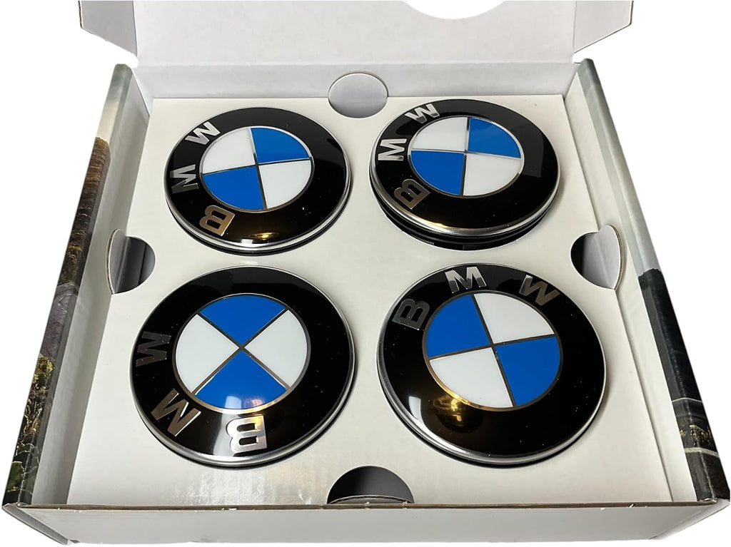 BMW 36122455269 Floating Center Caps Compatible with All Original Alloy Wheels with 5x120 Bolt Pattern 65mm Roundel (Set of 4)